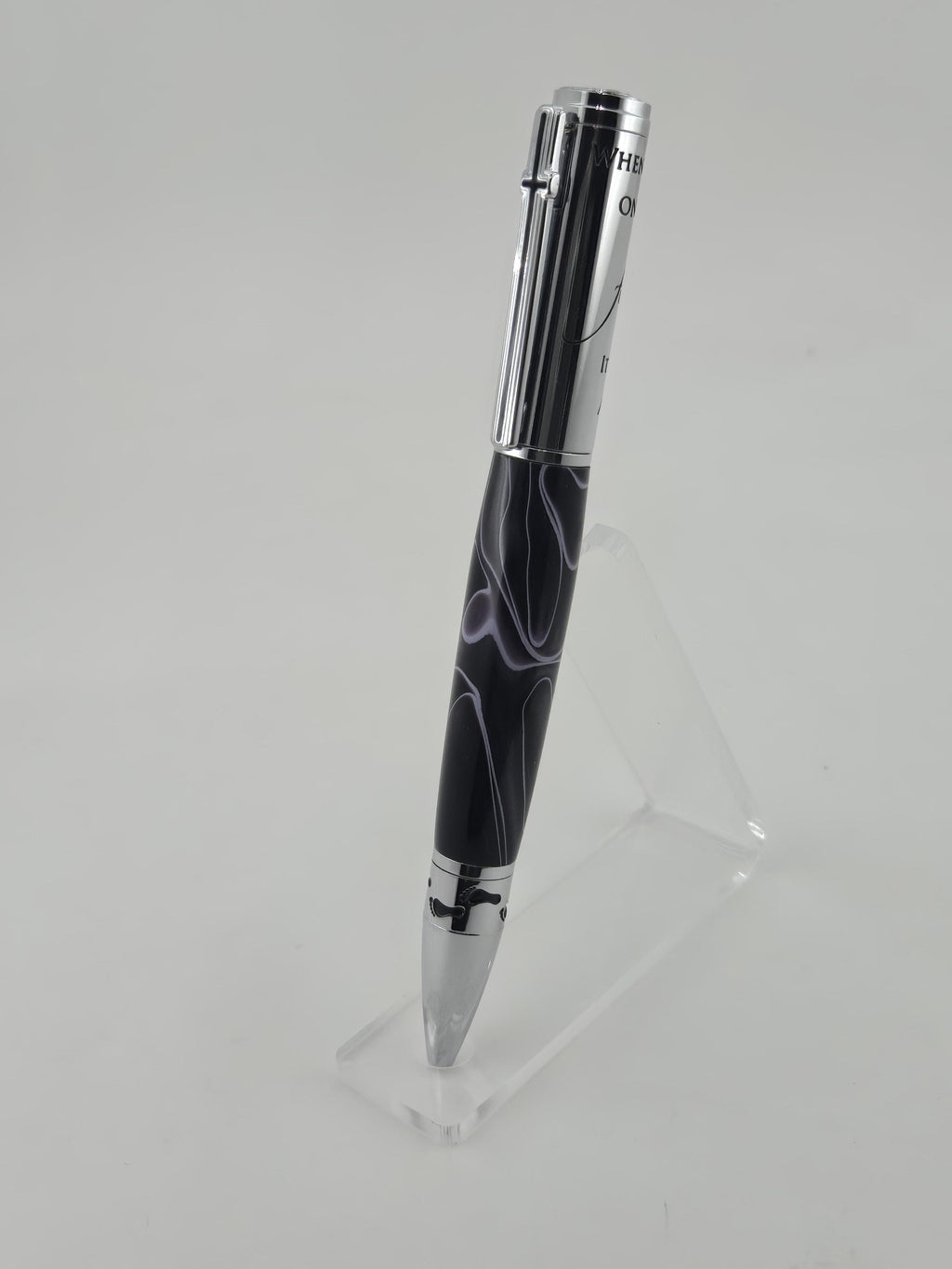 Footprints in the Sand Pen – Hand-Turned Twist Pen with Cross Clip - Deep Purple w/White, Chrome