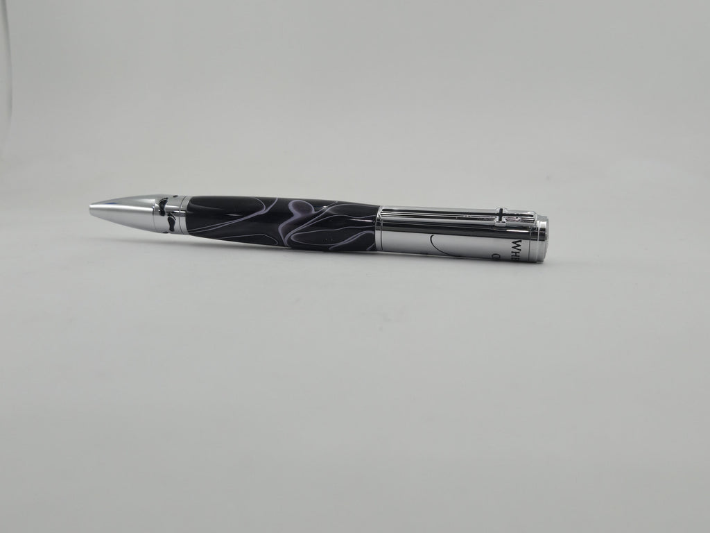 Footprints in the Sand Pen – Hand-Turned Twist Pen with Cross Clip - Deep Purple w/White, Chrome