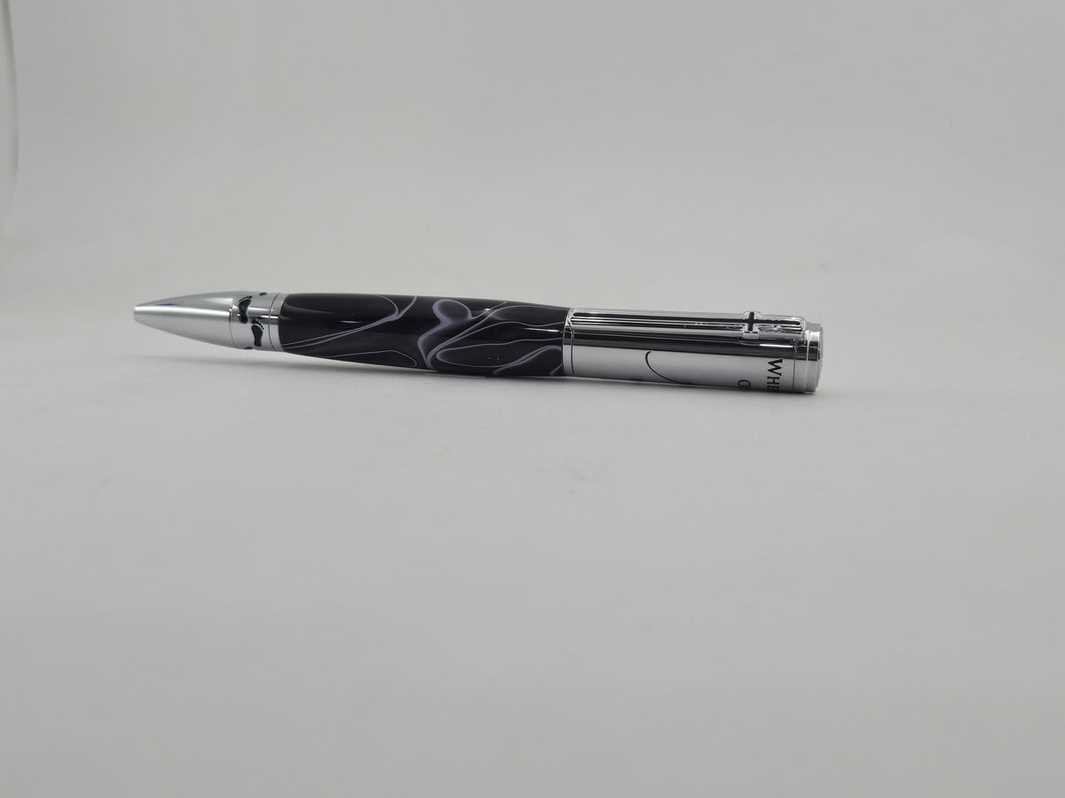 Footprints in the Sand Pen – Hand-Turned Twist Pen with Cross Clip - Deep Purple w/White, Chrome