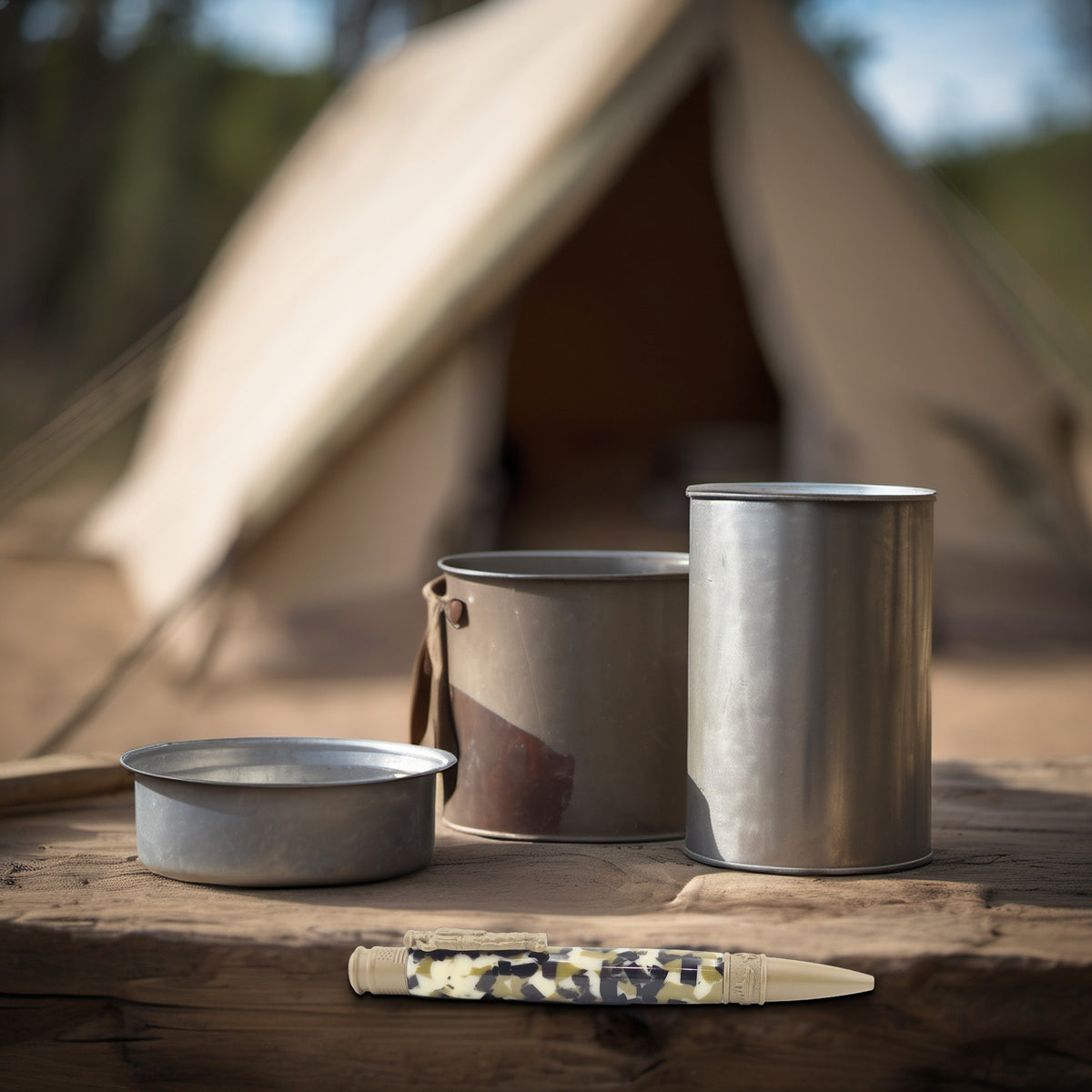 Hand-Turned Military Pen – Sculpted Soldier Clip and USA End Cap Twist Pen - Woodland Camo, Flat Dark Earth
