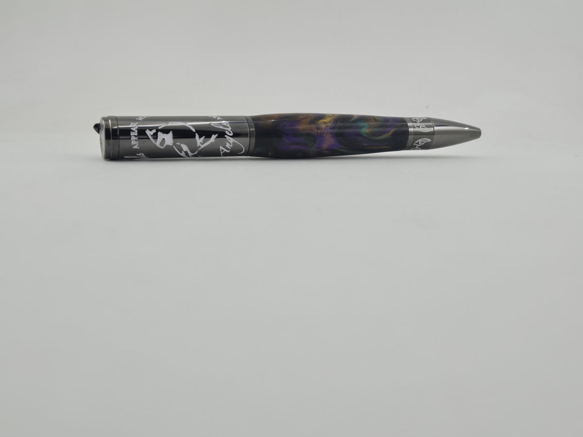 Heavenly Messenger Cardinal Pen – Hand-Turned Twist Pen with Angel Wings - Zozu, Gun Metal