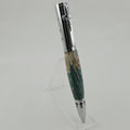 John 3:16 Twist Pen – Hand-Turned Scripture Pen with Crucifix Clip and Praying Hands - Turquoise Box Elder, Chrome