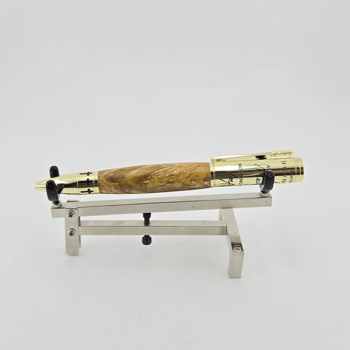 Matthew 17:20 Mustard Seed Twist Pen – Hand-Turned Scripture Pen with a Real Mustard Seed - Yellow Box Elder, Gold