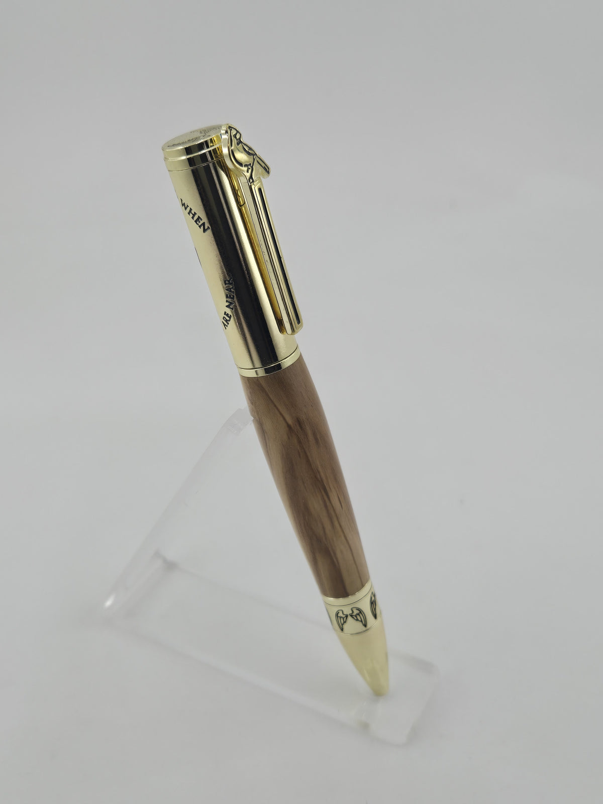 Heavenly Messenger Cardinal Pen – Hand-Turned Twist Pen with Angel Wings - Bethlehem Olivewood, Gold