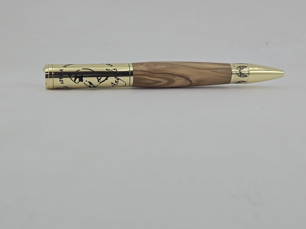 Heavenly Messenger Cardinal Pen – Hand-Turned Twist Pen with Angel Wings - Bethlehem Olivewood, Gold
