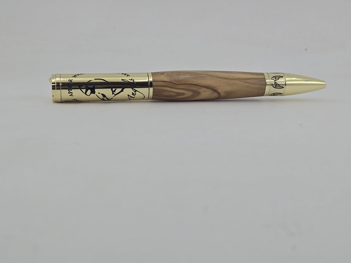 Heavenly Messenger Cardinal Pen – Hand-Turned Twist Pen with Angel Wings - Bethlehem Olivewood, Gold
