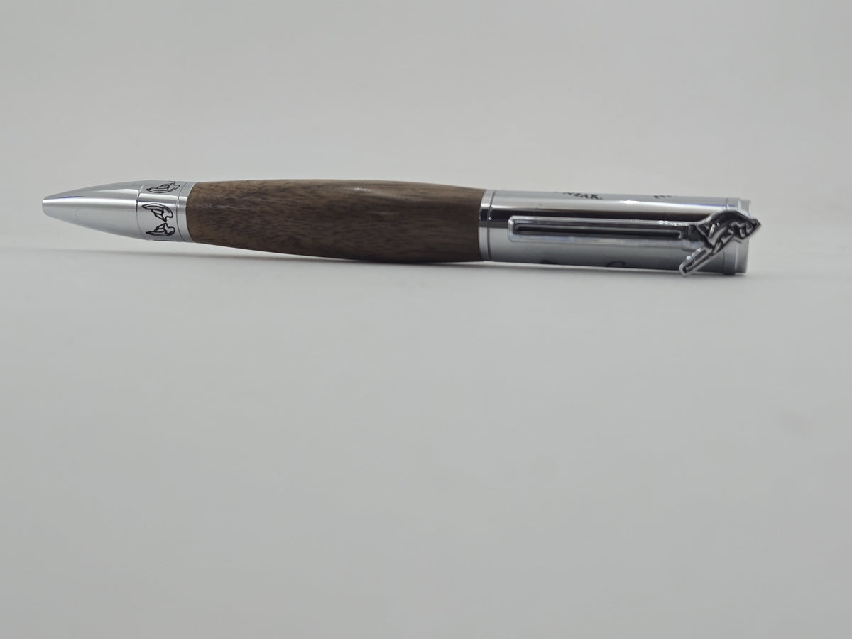 Heavenly Messenger Cardinal Pen – Hand-Turned Twist Pen with Angel Wings - Walnut Wood, Chrome