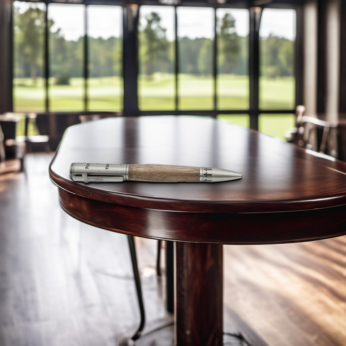 John 3:16 Twist Pen – Hand-Turned Scripture Pen with Crucifix Clip and Praying Hands - Walnut Wood, Antique Pewter