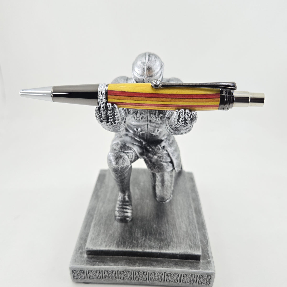 Majestic Squire EDC Click Pen – Hand-Turned Click Pen with Crystal Clip - Sunrise, Gun Metal and Chrome