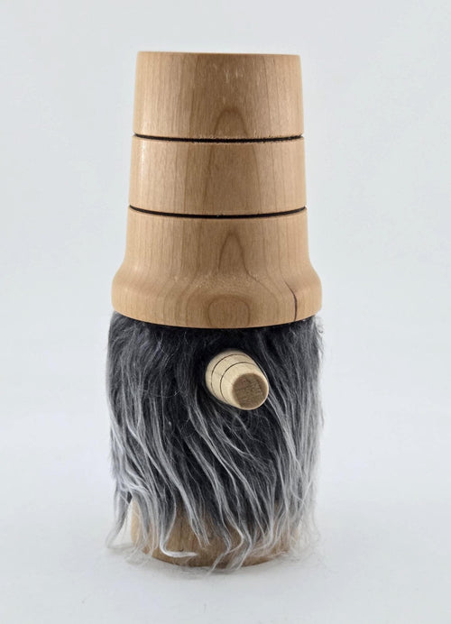 Hand-Turned Wooden Gnome – Whimsical Woodland Charm for Any Shelf - Cherry Wood, Grey