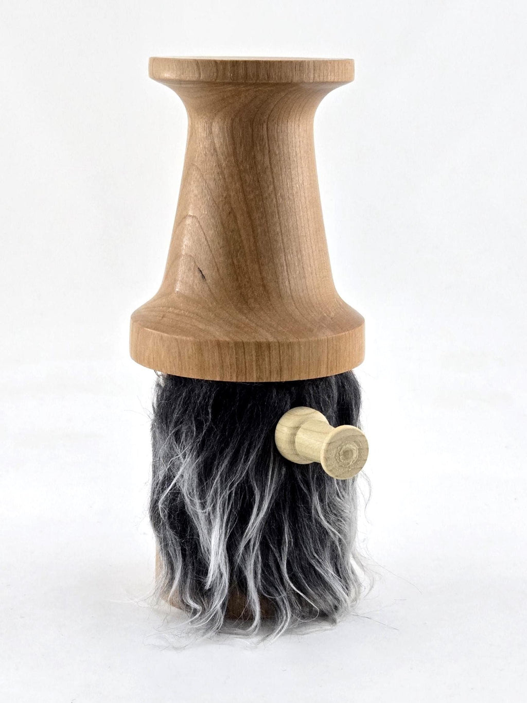 Hand-Turned Wooden Gnome – Whimsical Woodland Charm for Any Shelf - Cherry Wood, Grey