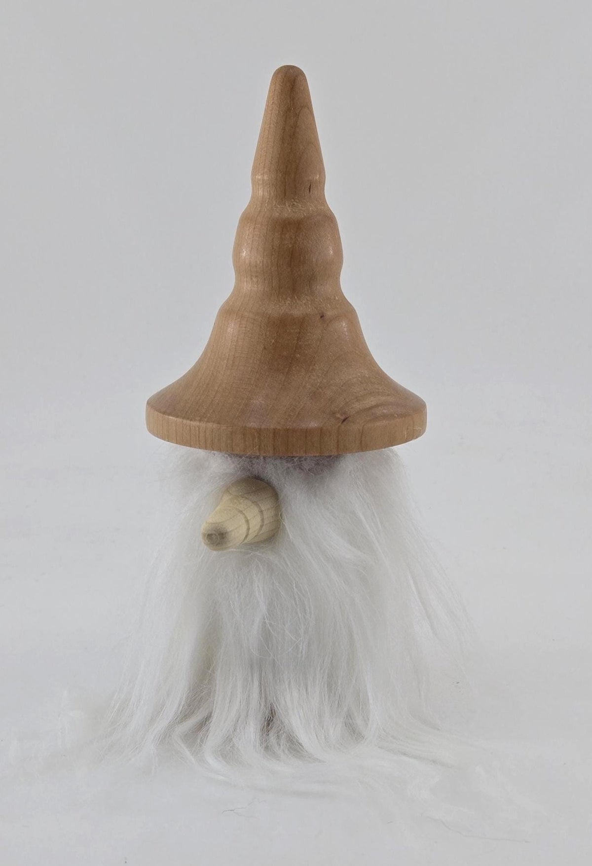 Hand-Turned Wooden Gnome – Whimsical Woodland Charm for Any Shelf - Cherry Wood, White