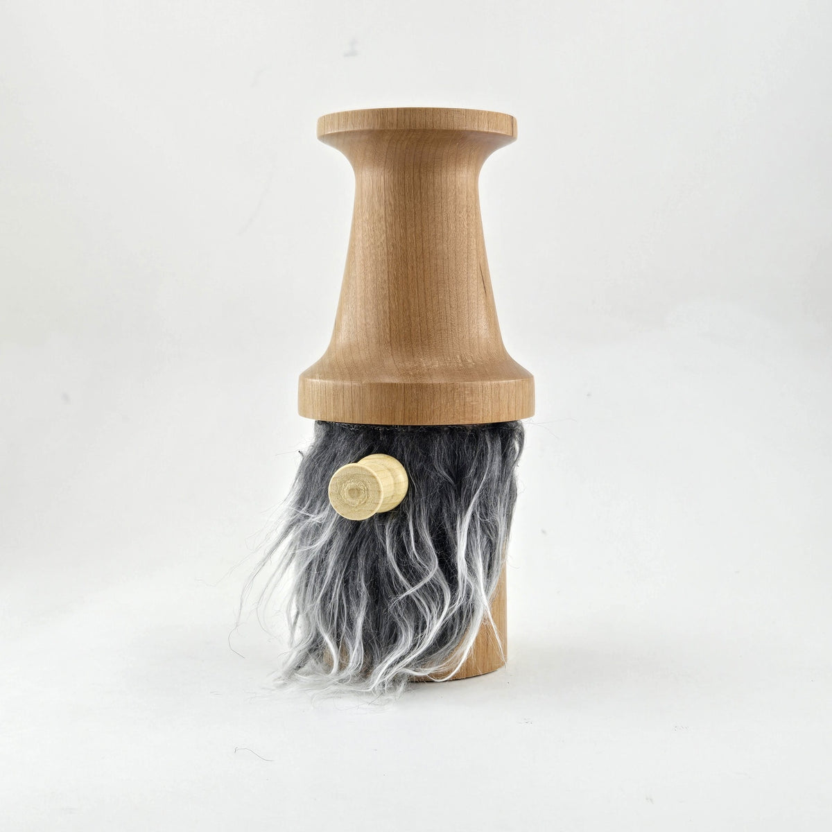Hand-Turned Wooden Gnome – Whimsical Woodland Charm for Any Shelf - Cherry wood, grey beard, flared hat (B)