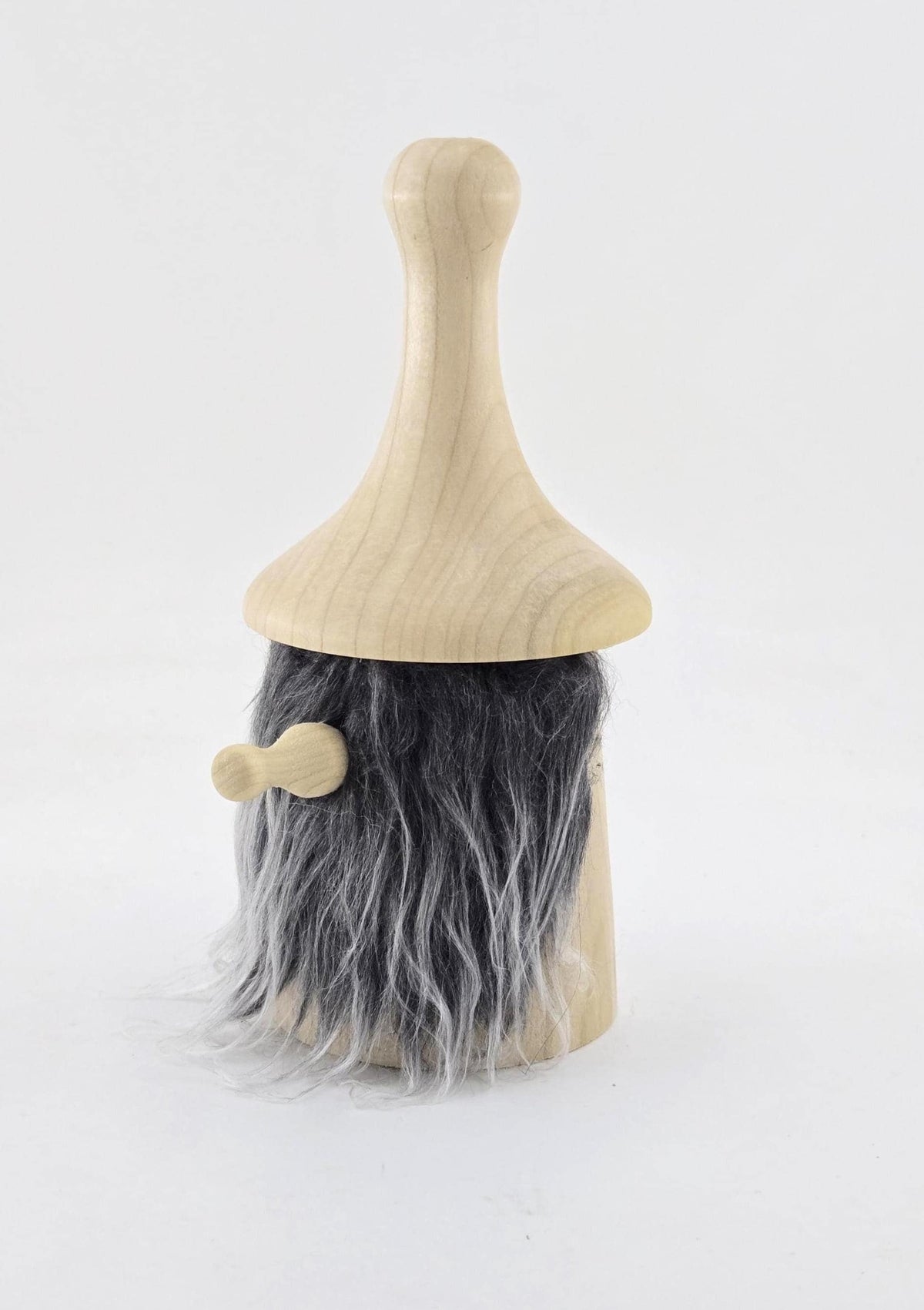 Hand-Turned Wooden Gnome – Whimsical Woodland Charm for Any Shelf - Poplar Wood, Grey