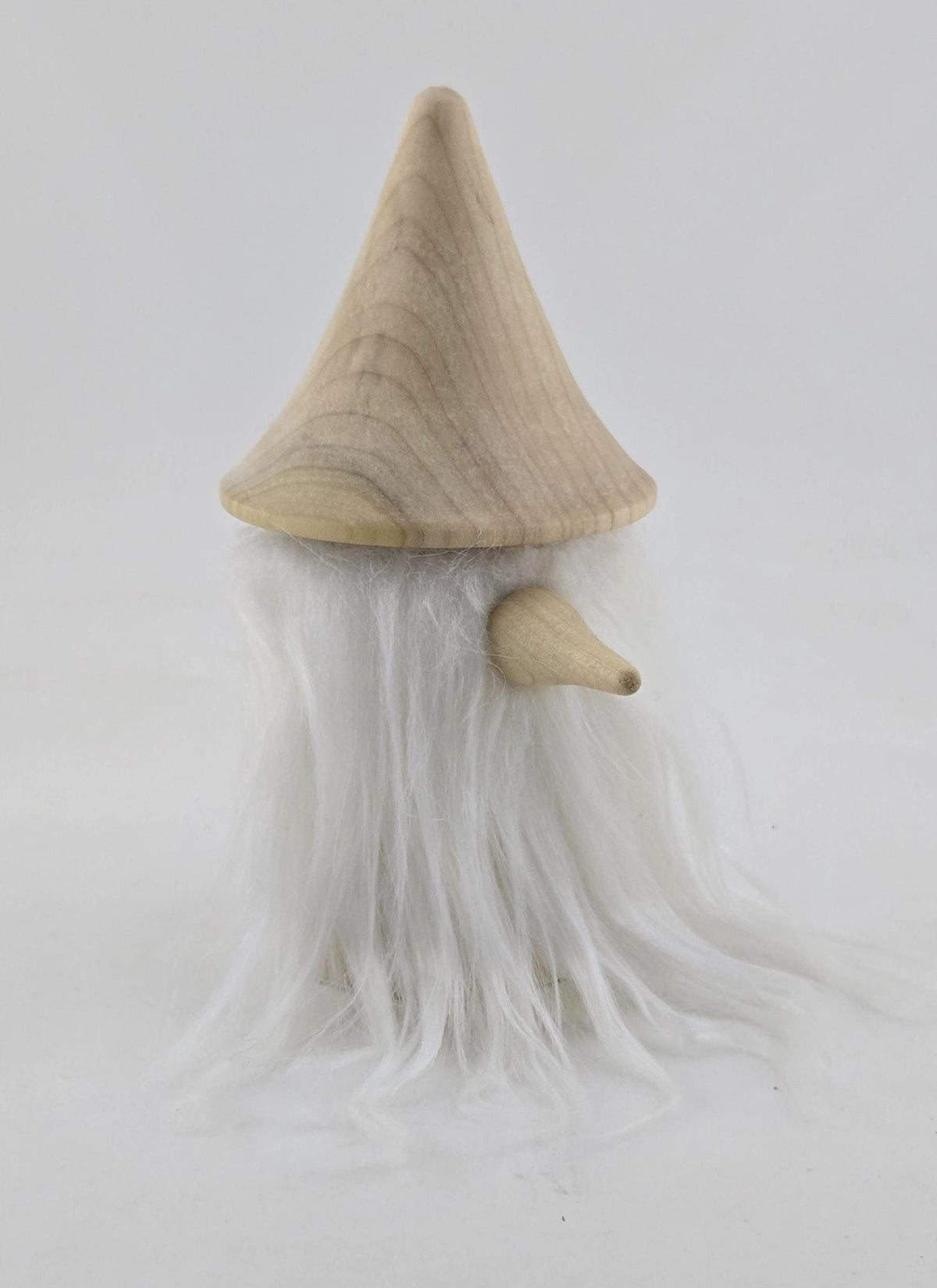 Hand-Turned Wooden Gnome – Whimsical Woodland Charm for Any Shelf - Poplar Wood, White