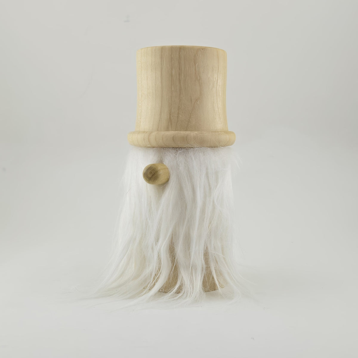 Hand-Turned Wooden Gnome – Whimsical Woodland Charm for Any Shelf - Poplar wood, white beard, top hat (B)