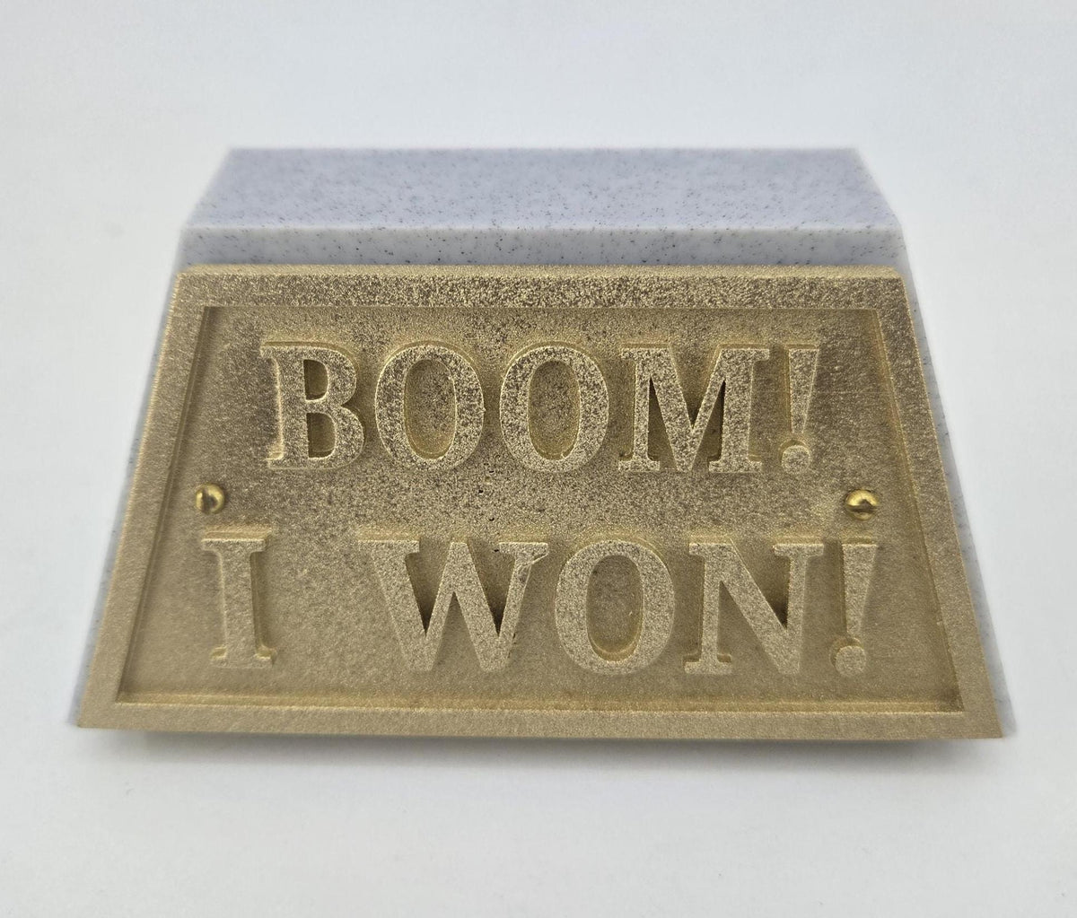 Funny Trophy - Sarcastic Desk Award Gag Gift, 15 Sayings or Custom - BOOM! I WON!