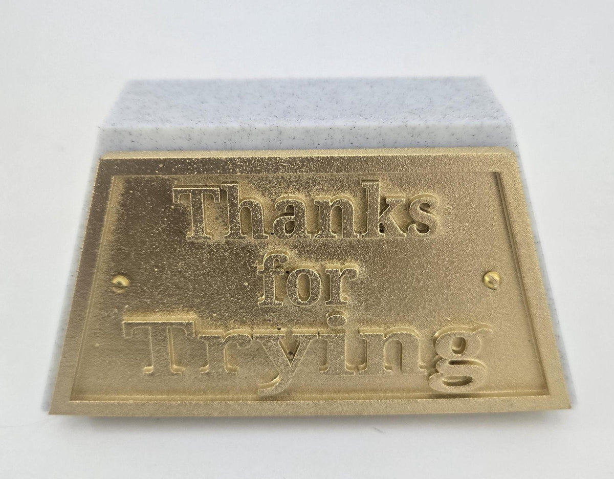 Funny Trophy - Sarcastic Desk Award Gag Gift, 15 Sayings or Custom - Thanks for Trying