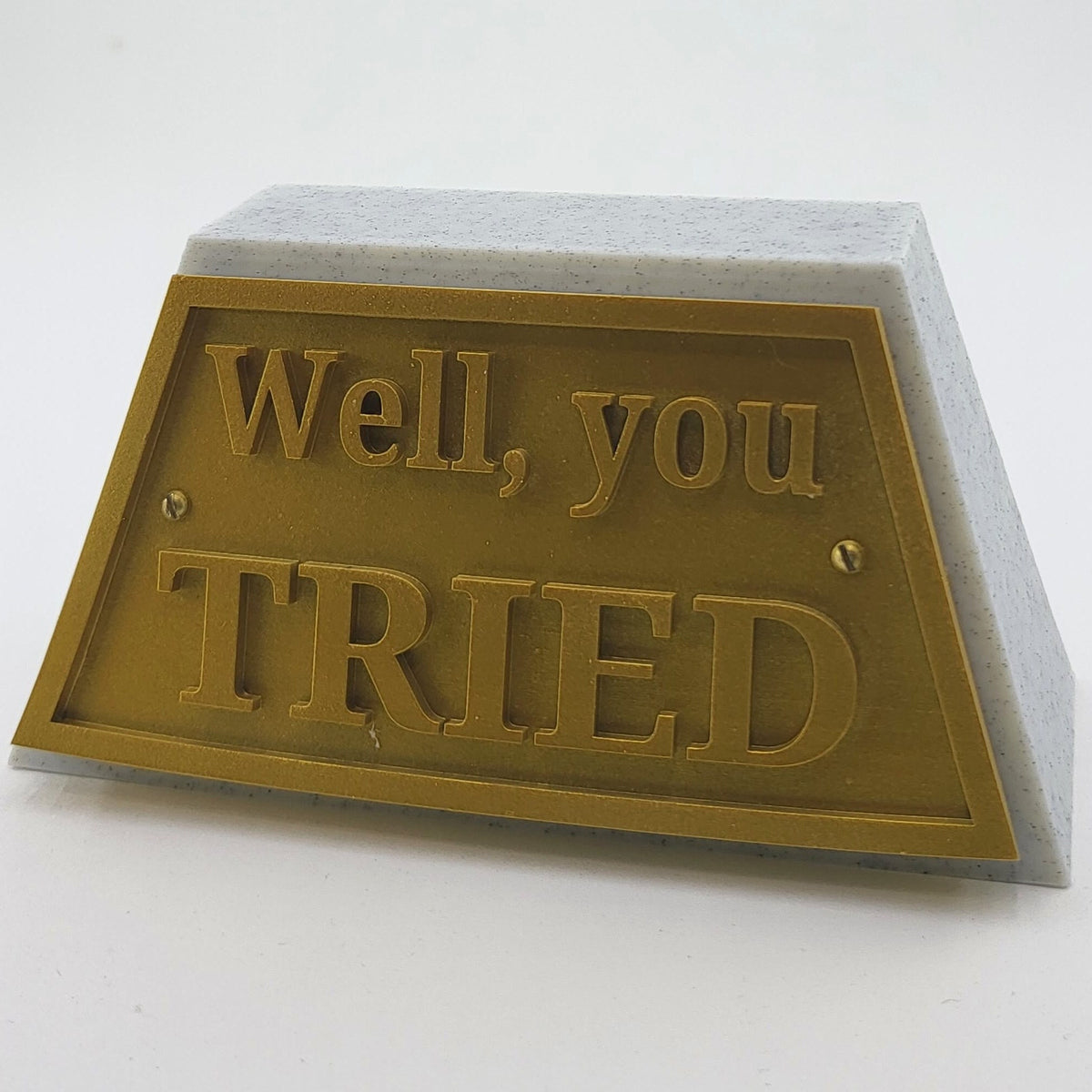 Funny Trophy - Sarcastic Desk Award Gag Gift, 15 Sayings or Custom - Well, you TRIED