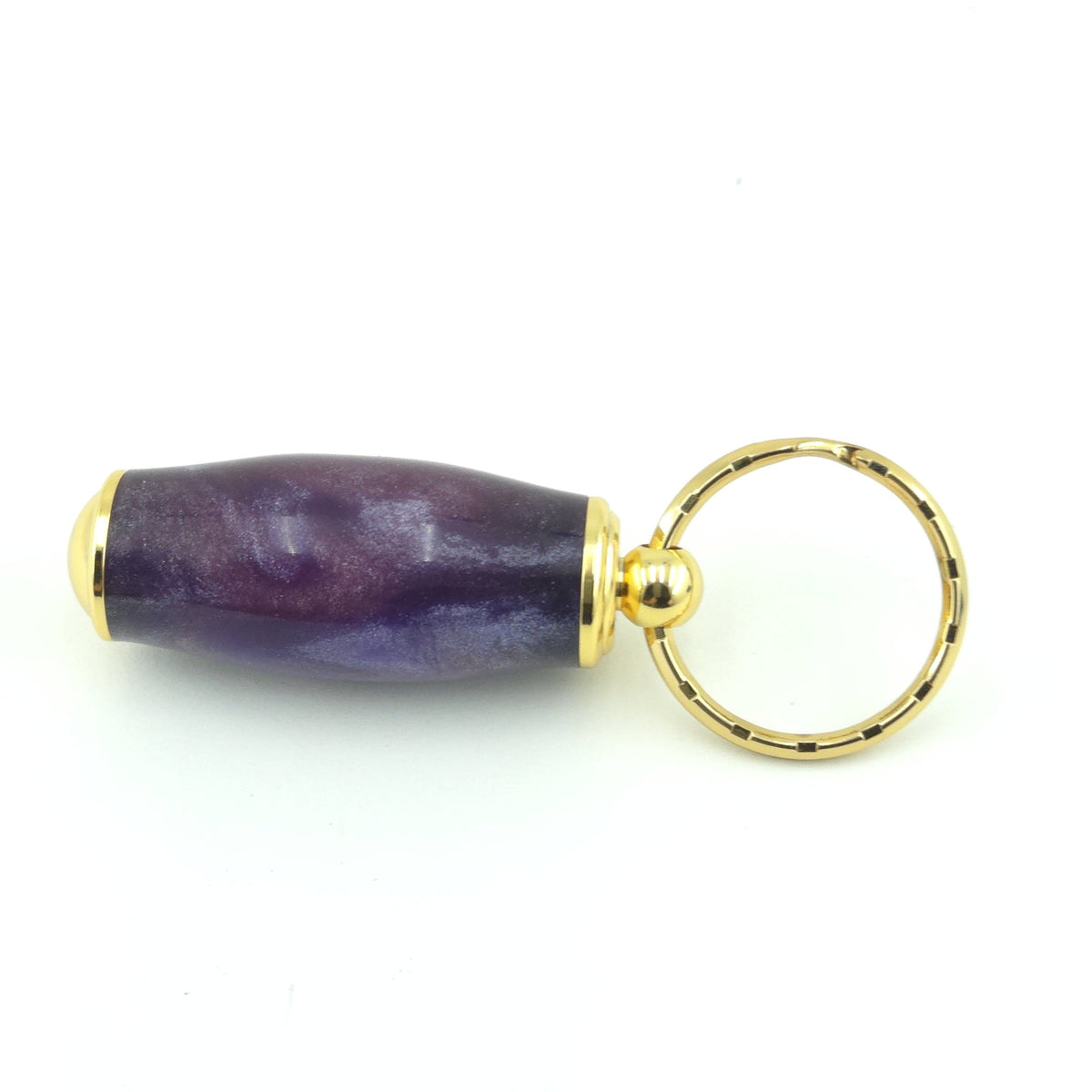 Keychain Pill Box – Hand-Turned Wood or Resin, 24kt Gold - Northern Lights, 24kt Gold