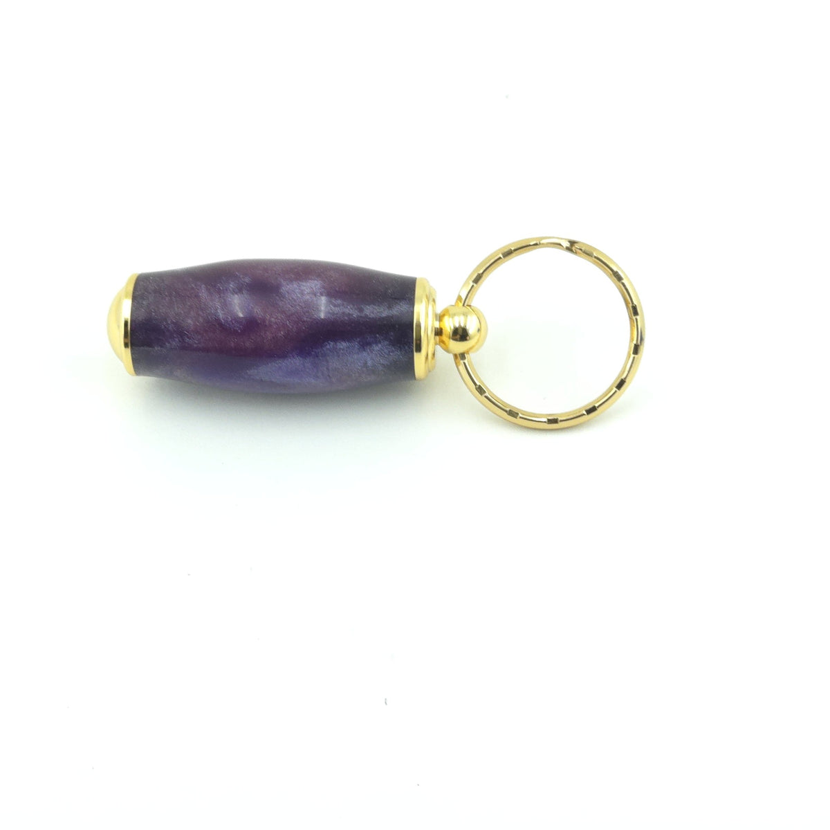 Keychain Pill Box – Hand-Turned Wood or Resin, 24kt Gold - Northern Lights, 24kt Gold
