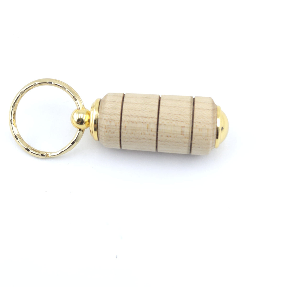 Keychain Pill Box – Hand-Turned Wood or Resin, 24kt Gold - Maple, 24kt Gold