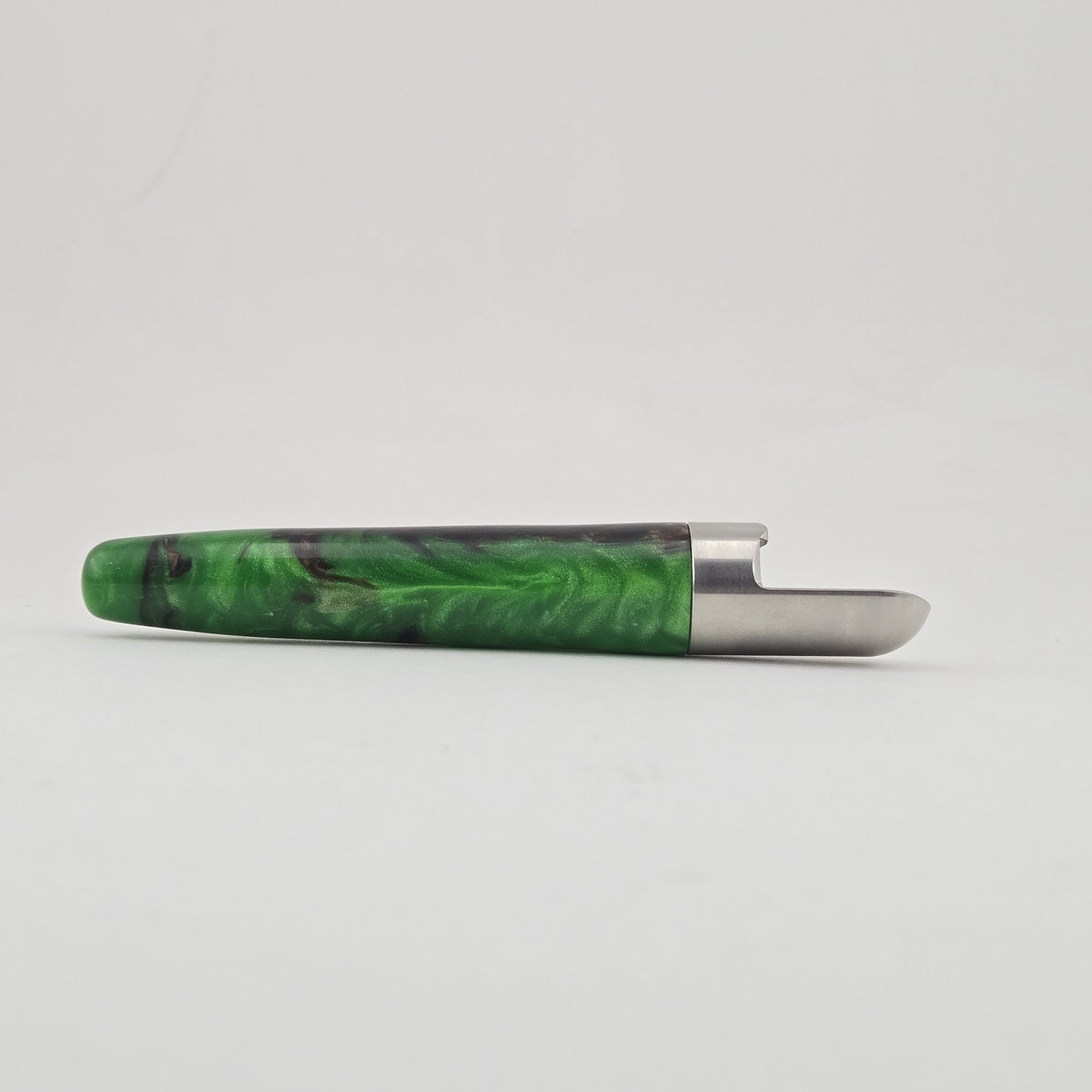 No-Dent Bottle Opener – Hand-Turned Wood or Resin Handle, Magnetic Stainless Steel - Evergreen Resin, Stainless Steel