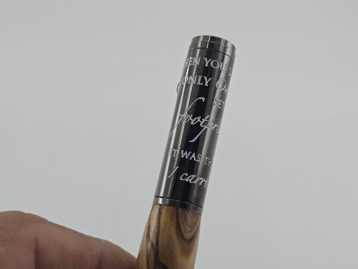 Footprints in the Sand Pen – Hand-Turned Twist Pen with Cross Clip