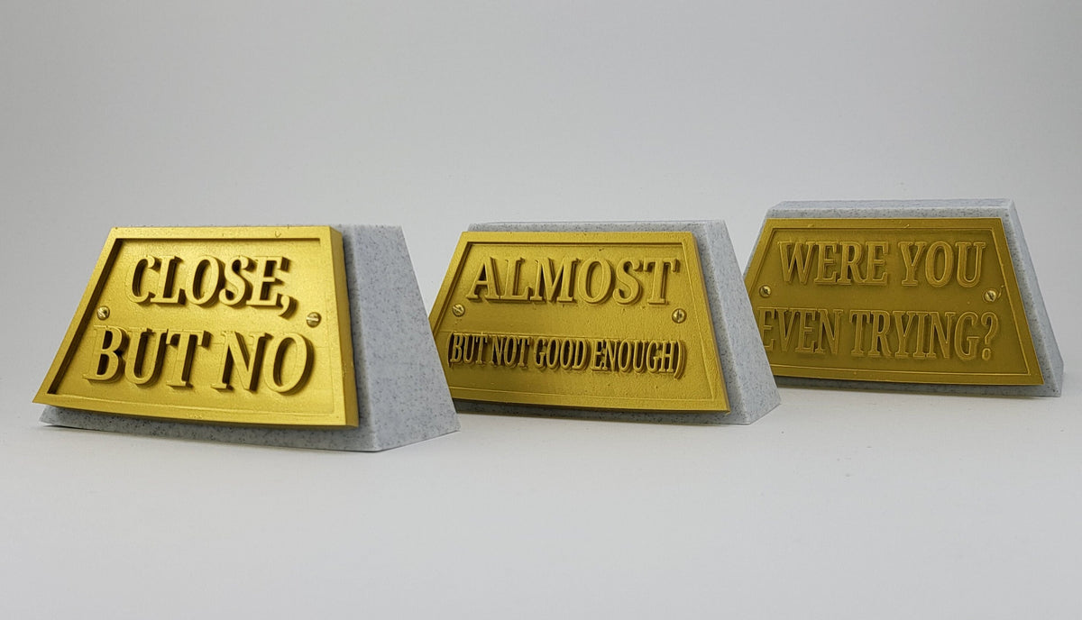 Funny Trophy - Sarcastic Desk Award Gag Gift, 15 Sayings or Custom