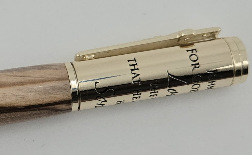John 3:16 Twist Pen – Hand-Turned Scripture Pen with Crucifix Clip and Praying Hands