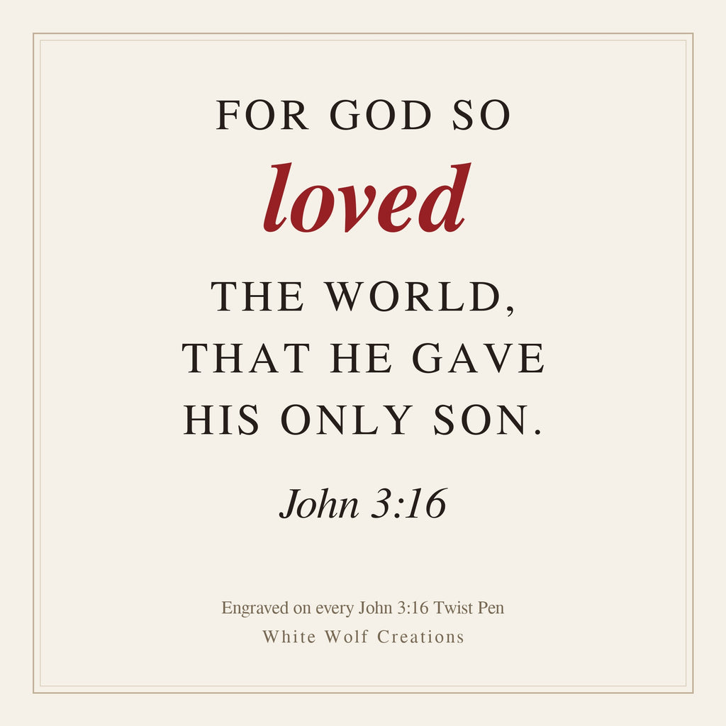 John 3:16 Twist Pen – Hand-Turned Scripture Pen with Crucifix Clip and Praying Hands