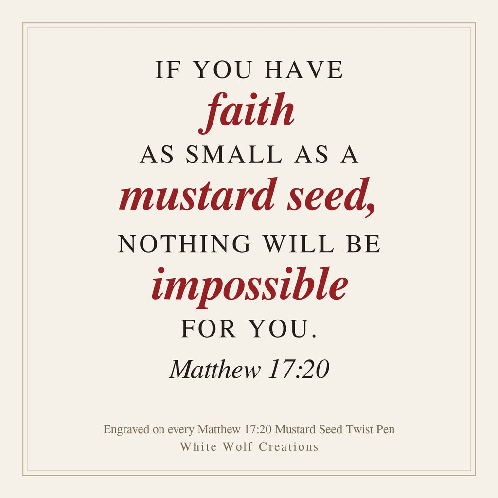 Matthew 17:20 Mustard Seed Twist Pen – Hand-Turned Scripture Pen with a Real Mustard Seed