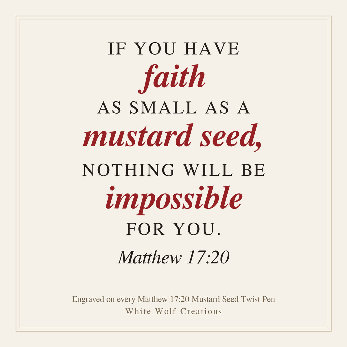 Matthew 17:20 Mustard Seed Twist Pen – Hand-Turned Scripture Pen with a Real Mustard Seed