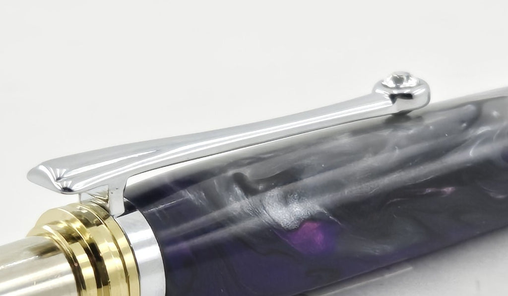 Majestic Squire EDC Click Pen – Hand-Turned Click Pen with Crystal Clip
