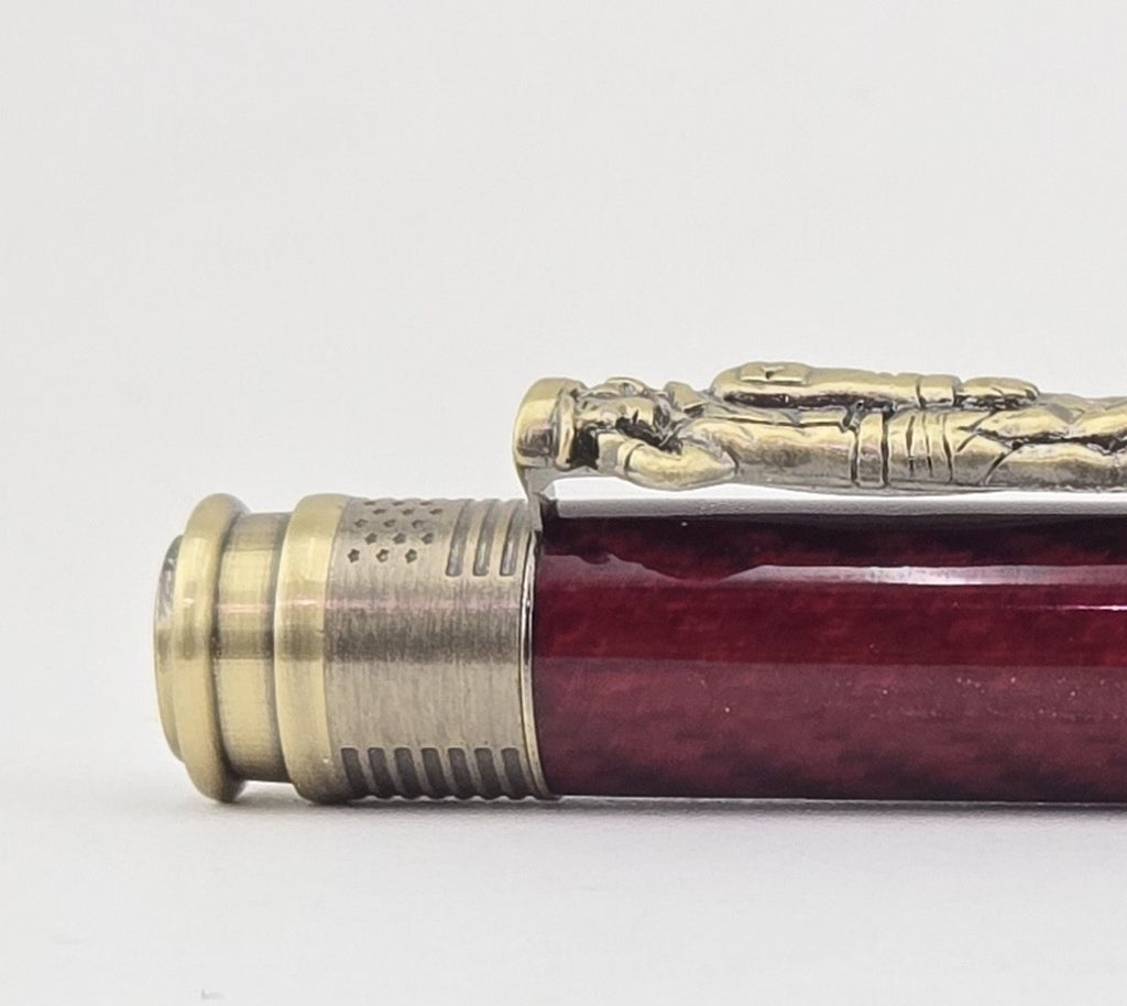 Hand-Turned Military Pen – Sculpted Soldier Clip and USA End Cap Twist Pen