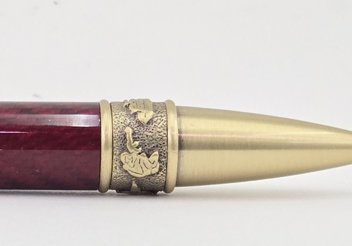 Hand-Turned Military Pen – Sculpted Soldier Clip and USA End Cap Twist Pen