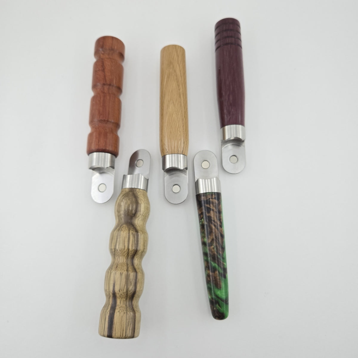 No-Dent Bottle Opener – Hand-Turned Wood or Resin Handle, Magnetic Stainless Steel