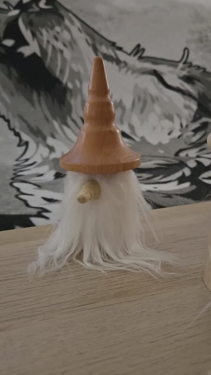 Hand-turned wooden gnome video