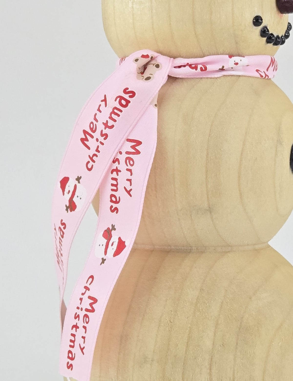 Hand-Turned Wooden Snowman – Lathe-Turned Christmas Decor with a Ribbon Scarf